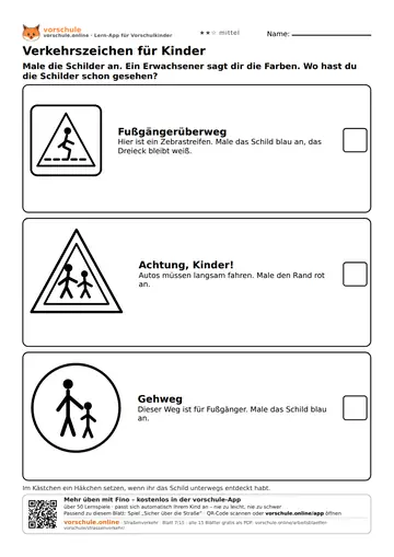 Verkehrszeichen für Kinder