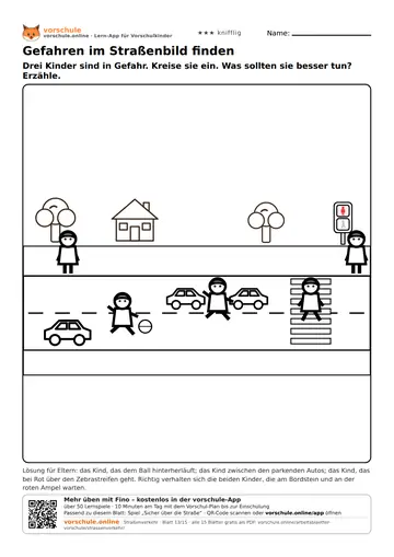 Gefahren im Straßenbild finden