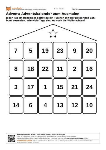 Advent: Adventskalender zum Ausmalen