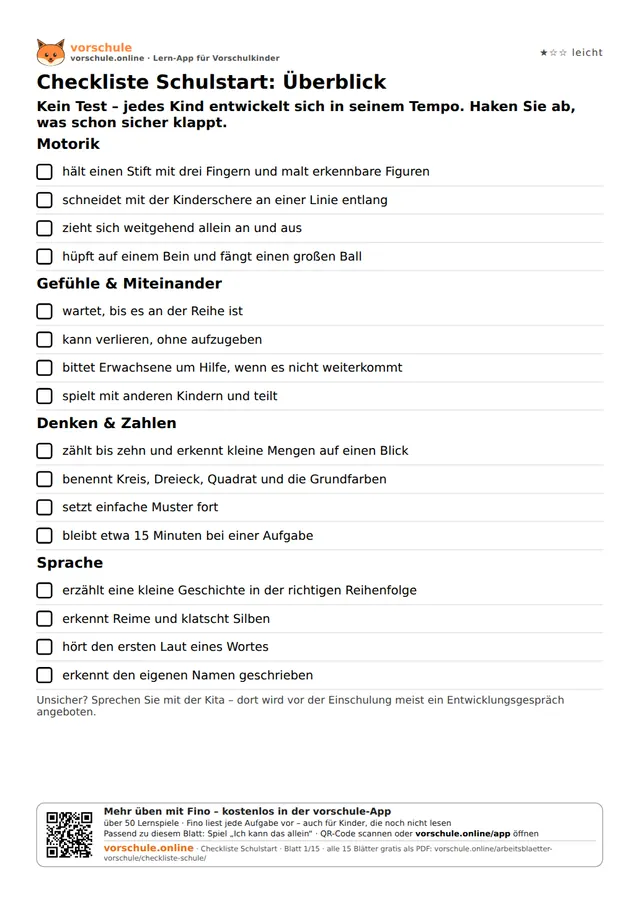 Vorschau: Checkliste Schulstart