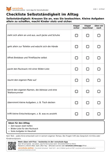Checkliste Selbstständigkeit im Alltag