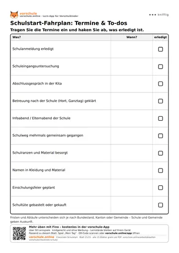 Schulstart-Fahrplan: Termine & To-dos