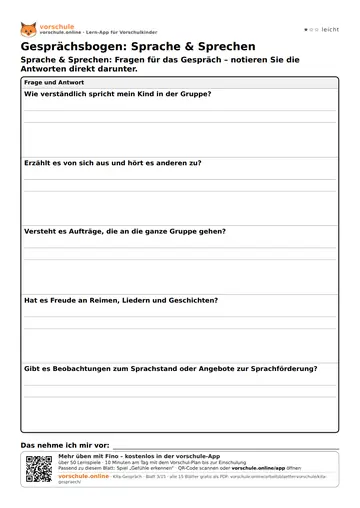 Gesprächsbogen: Sprache & Sprechen