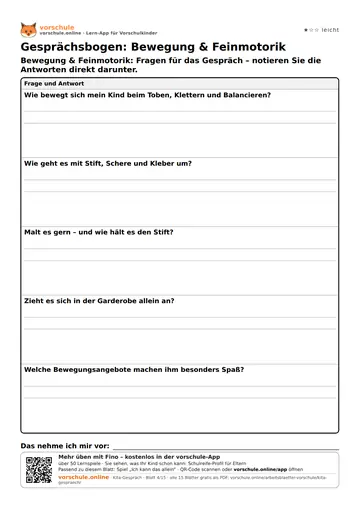 Gesprächsbogen: Bewegung & Feinmotorik