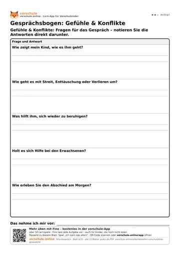 Gesprächsbogen: Gefühle & Konflikte