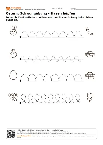 Ostern: Schwungübung – Hasen hüpfen