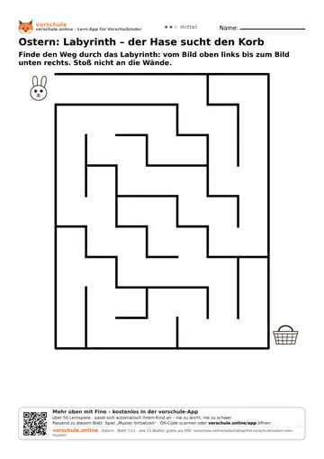 Ostern: Labyrinth – der Hase sucht den Korb