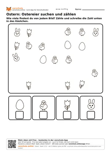 Ostern: Ostereier suchen und zählen