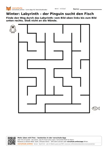 Winter: Labyrinth – der Pinguin sucht den Fisch