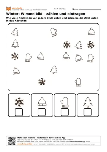 Winter: Wimmelbild – zählen und eintragen